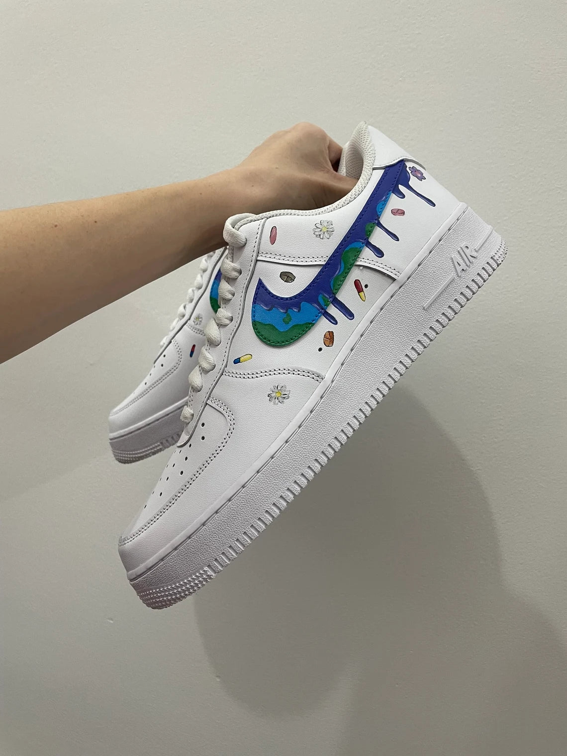 Custom Air Force 1 White With Butterfly And Portrait Graphics