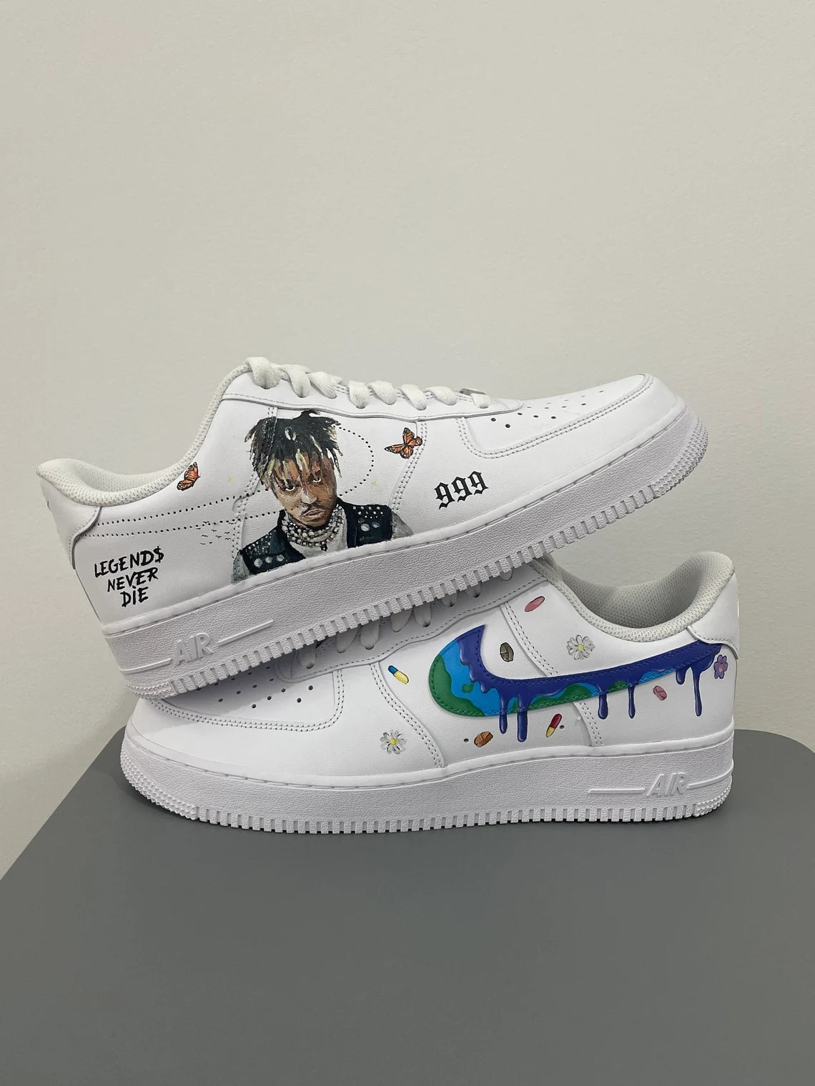 Custom Air Force 1 White With Butterfly And Portrait Graphics