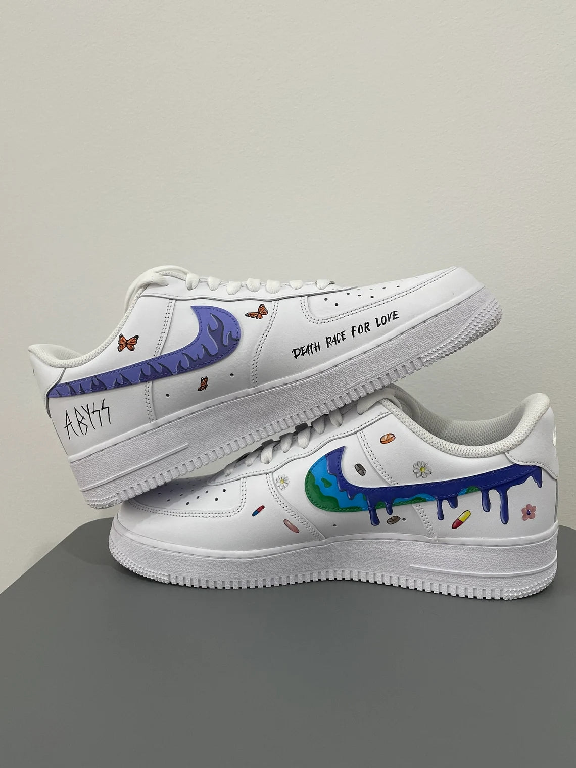 Custom Air Force 1 White With Butterfly And Portrait Graphics