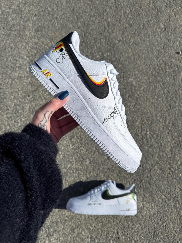 Custom Air Force 1 White With Cartoon Patterns And Color - Trimmed Swoosh 
