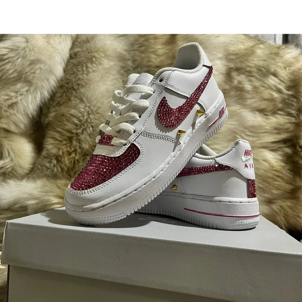 Custom Air Force 1 White With Pink Rhinestones