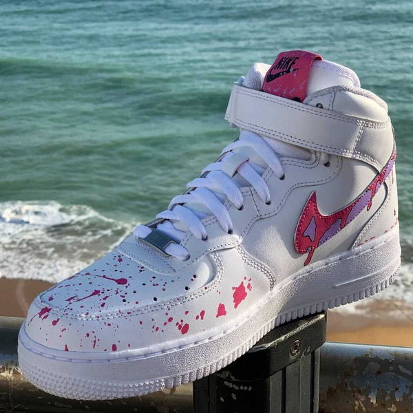 Custom Air Force 1 White With Pink Splatter Patterns