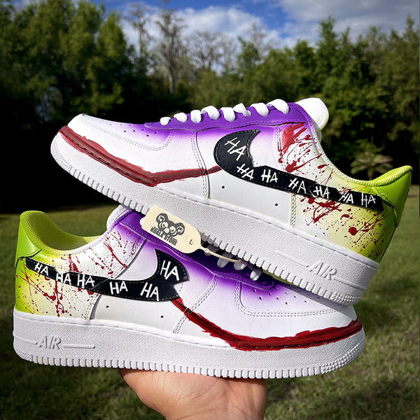 Custom Air Force 1 White With Purple Green And Red Blood - Splatter