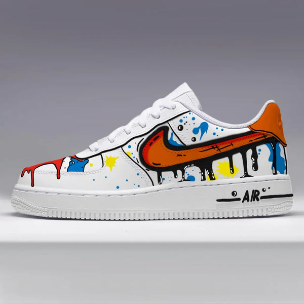 Custom Air Force 1 White With Splatter And Drip Patterns