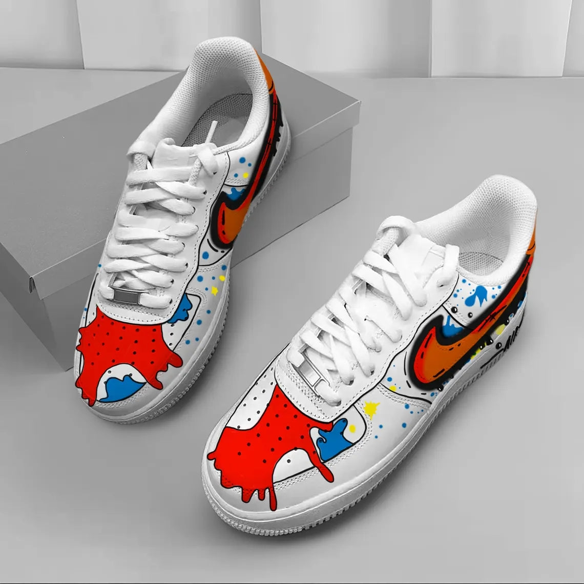 Custom Air Force 1 White With Splatter And Drip Patterns