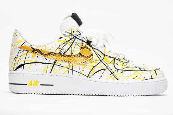 Custom Air Force 1 White Yellow Black With Snake Skin Pattern