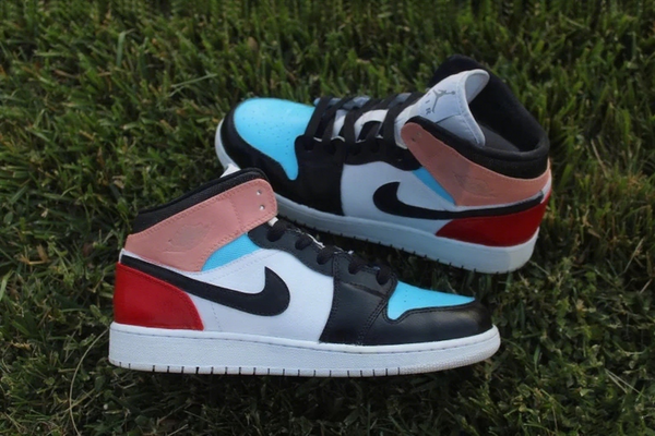 Custom Air Jordan 1 Baby Blue Pink Black Red Color - Blocked