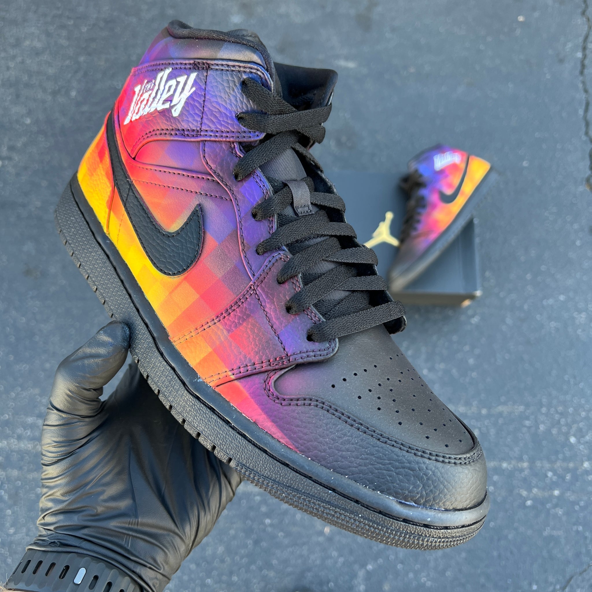 Custom Air Jordan 1 Black And Multicolor Checkered