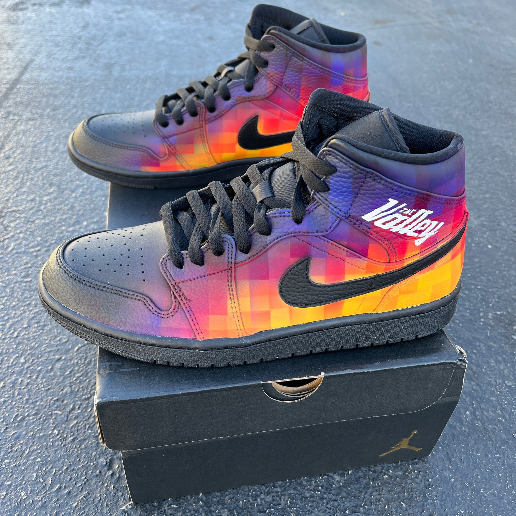 Custom Air Jordan 1 Black And Multicolor Checkered
