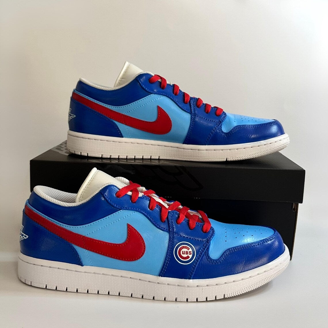 Custom Air Jordan 1 Blue Red Cubs Logo