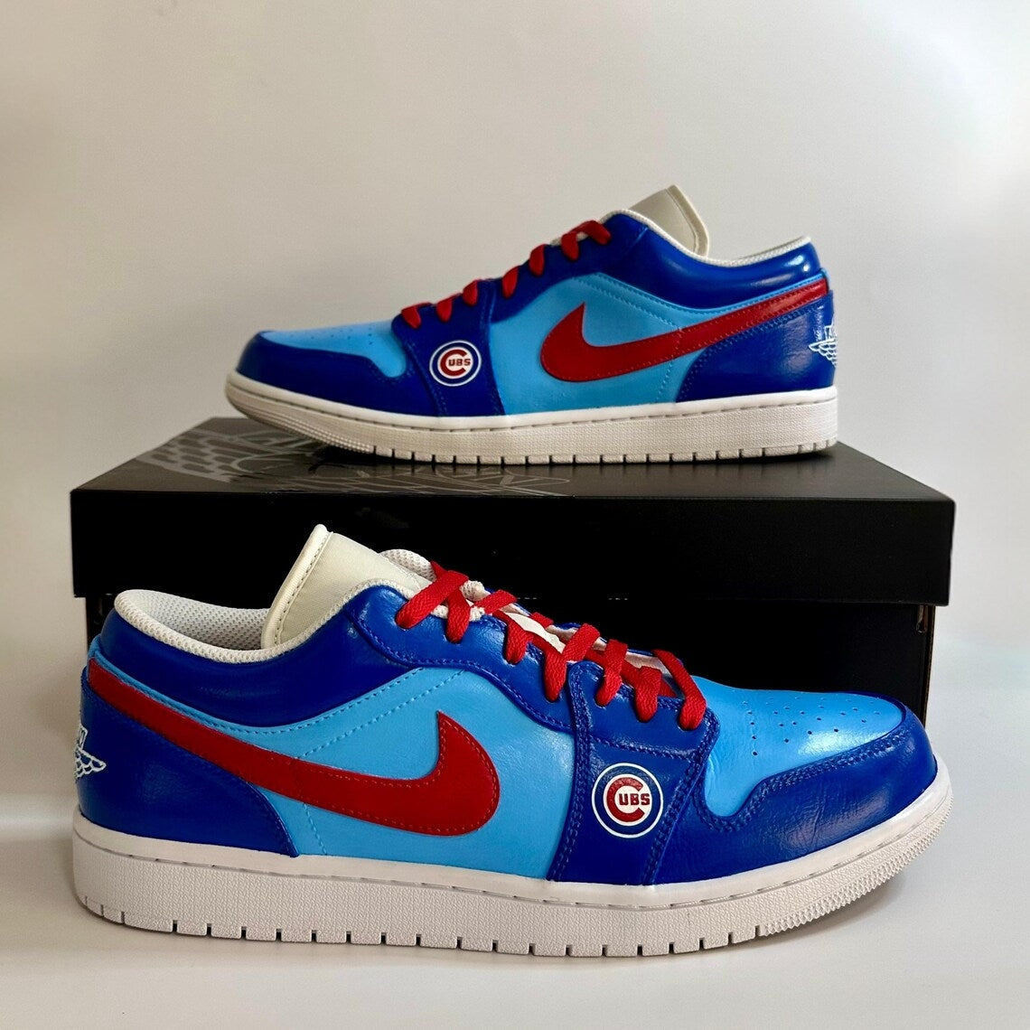 Custom Air Jordan 1 Blue Red Cubs Logo