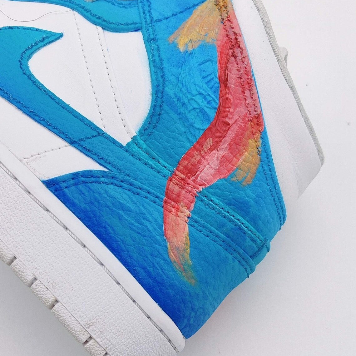 Custom Air Jordan 1 Blue Red Fish Pattern