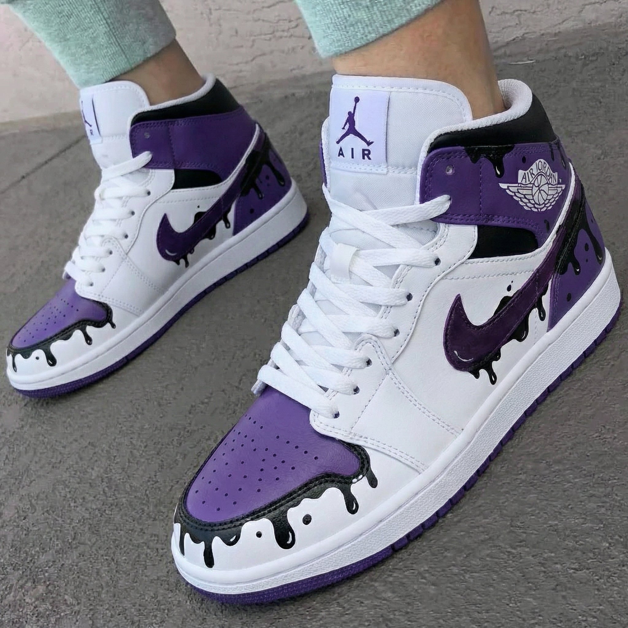 Custom Air Jordan 1 Drip Design Purple Black – Unite Custom