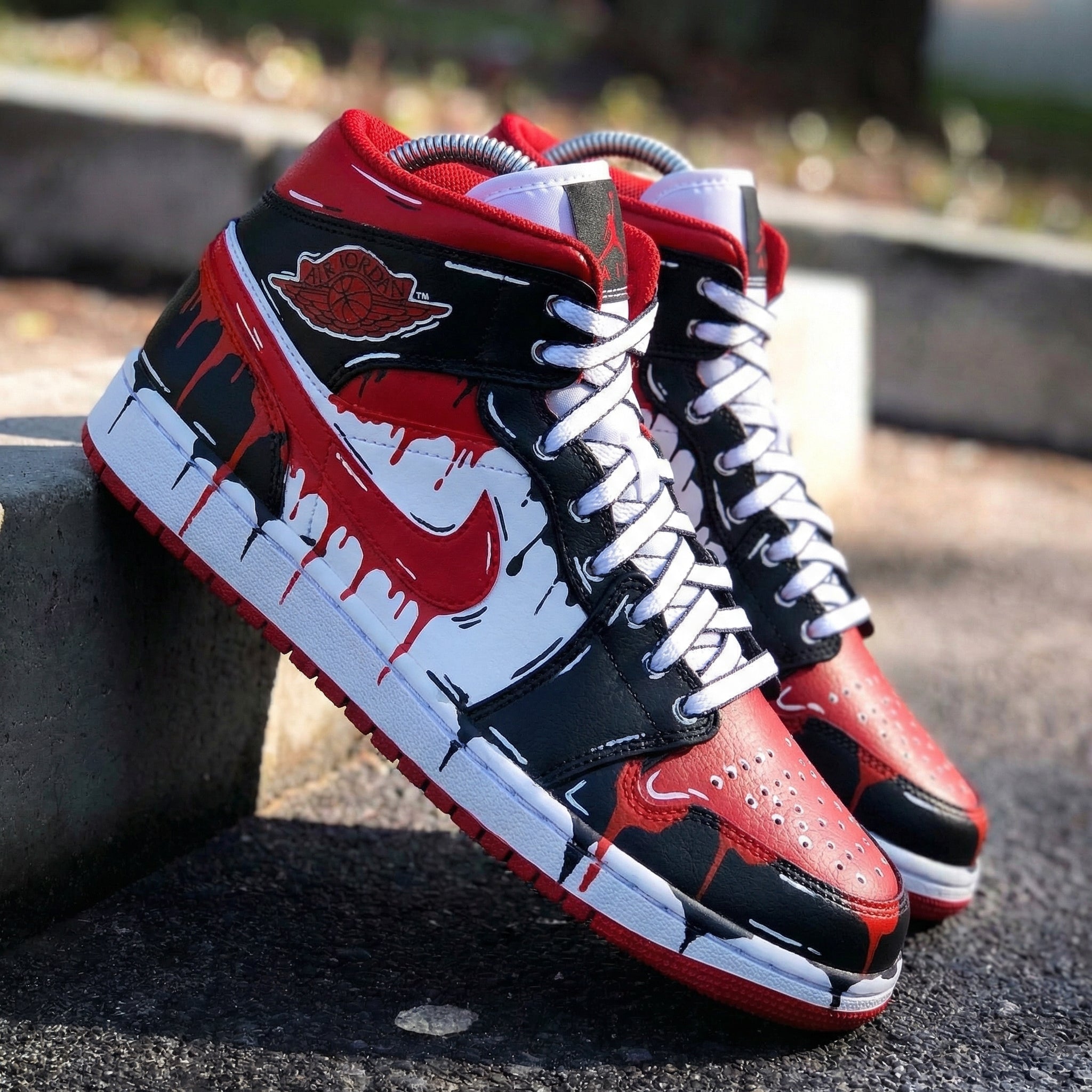 Custom Air Jordan 1 Drip Design Red Black – Unite Custom