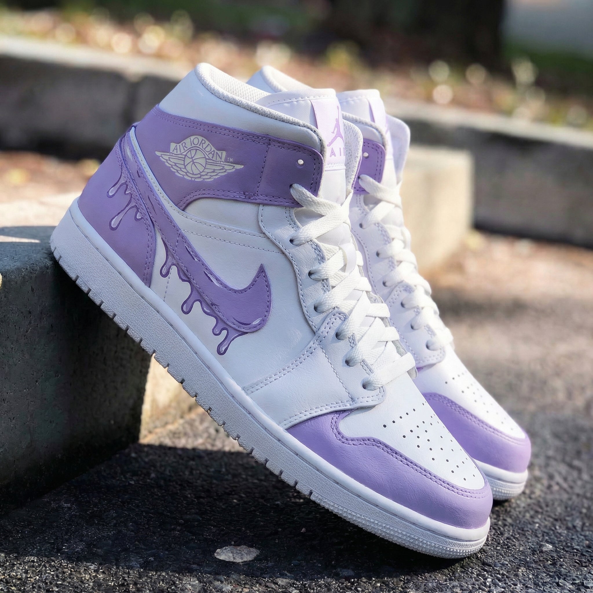 Custom Air Jordan 1 Drip Lavender White – Unite Custom
