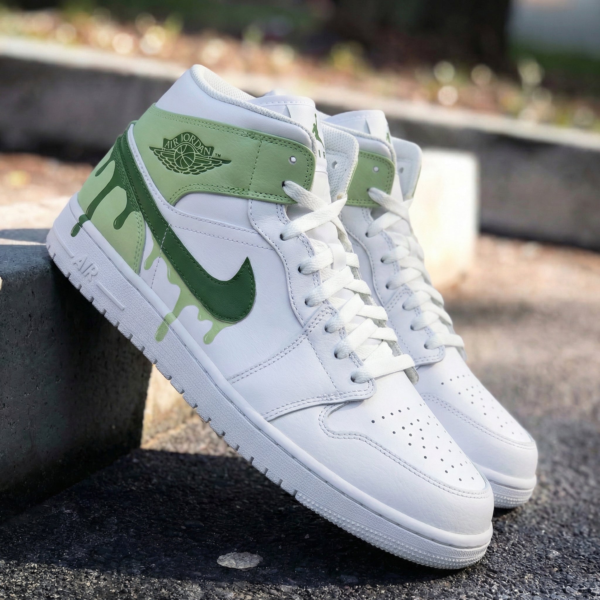 Custom Air Jordan 1 Drip Pattern Green – Unite Custom