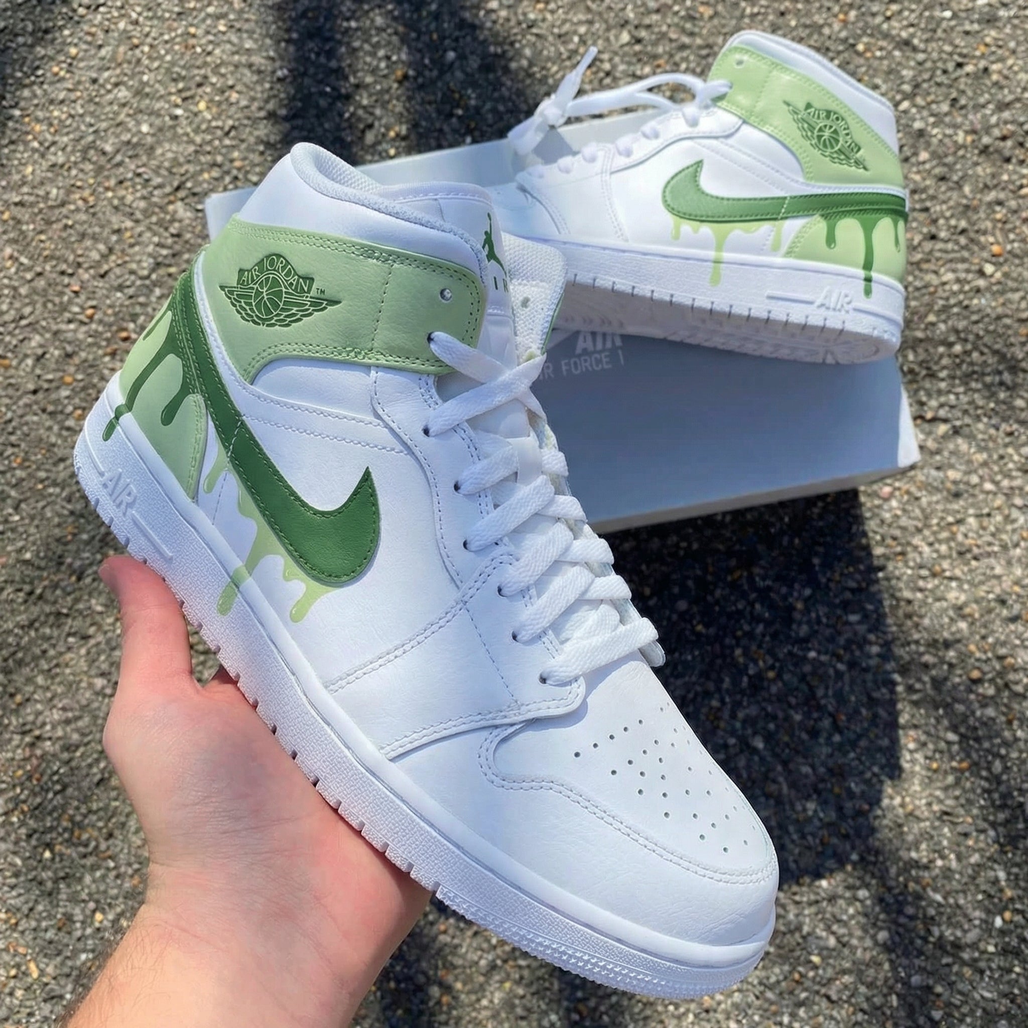 Custom Air Jordan 1 Drip Pattern Green – Unite Custom