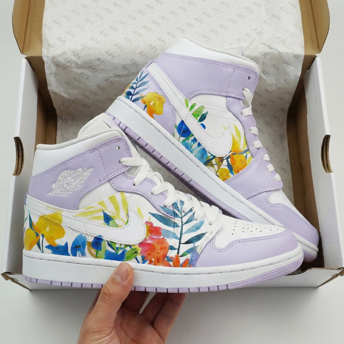 Off Air Pattern Custom Air Jordan 1 Floral Pattern Baby Purple – Unite Custom