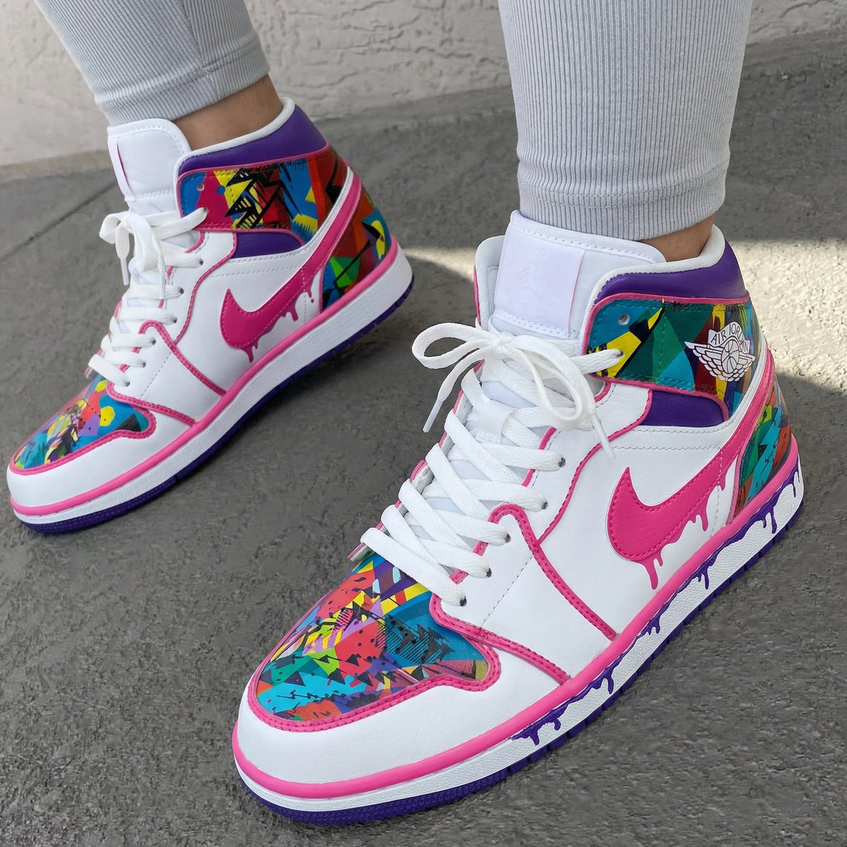 Custom Air Jordan 1 Mosaic Pattern Pink Purple – Unite Custom