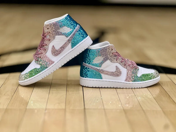Custom Air Jordan 1 Multi Color Rhinestones