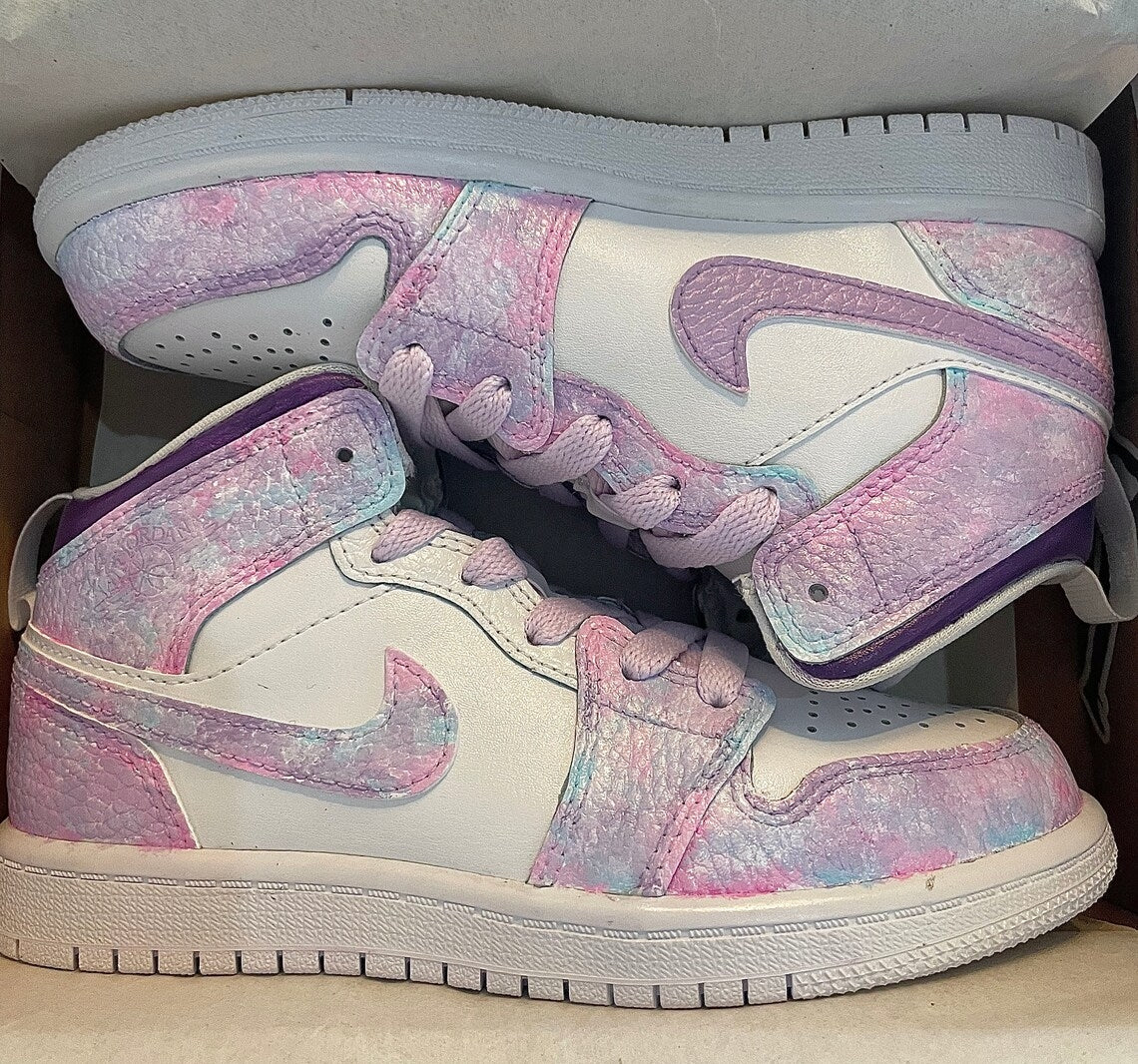 Custom Air Jordan 1 Pink And Lilac Pattern