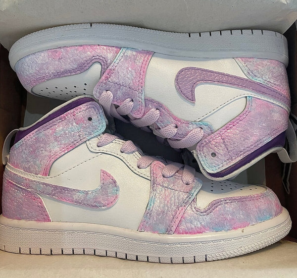 Custom Air Jordan 1 Pink And Lilac Pattern