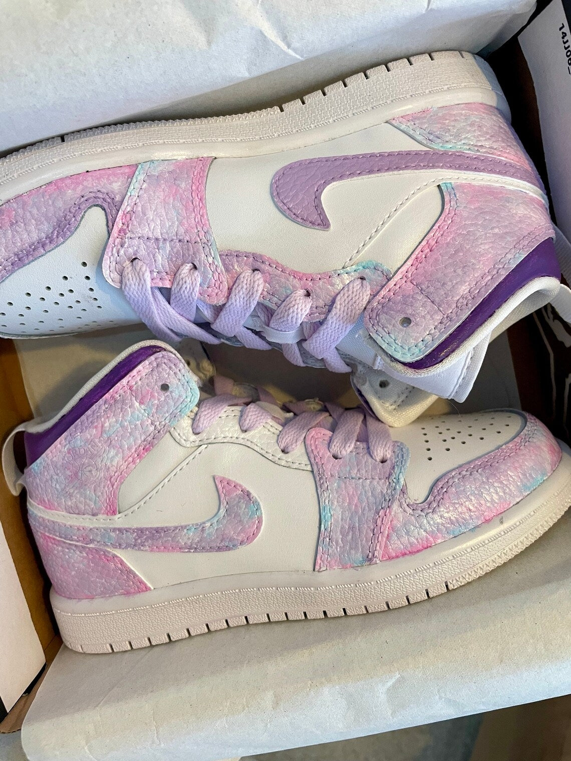 Custom Air Jordan 1 Pink And Lilac Pattern