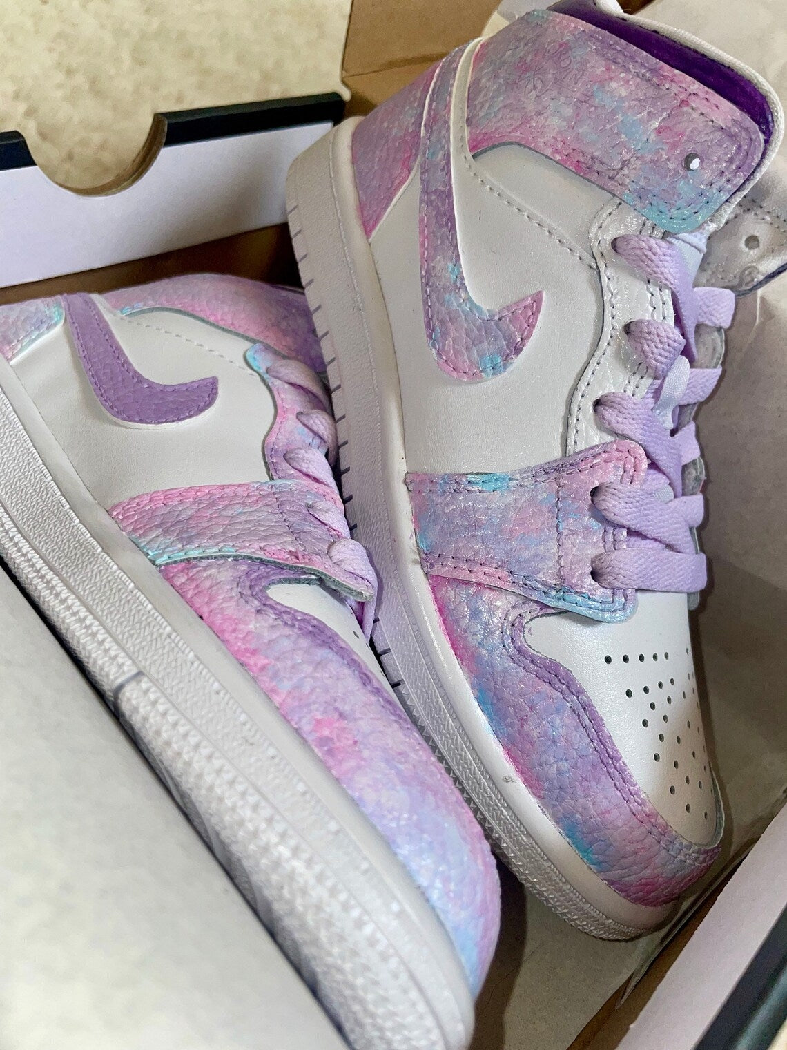 Custom Air Jordan 1 Pink And Lilac Pattern