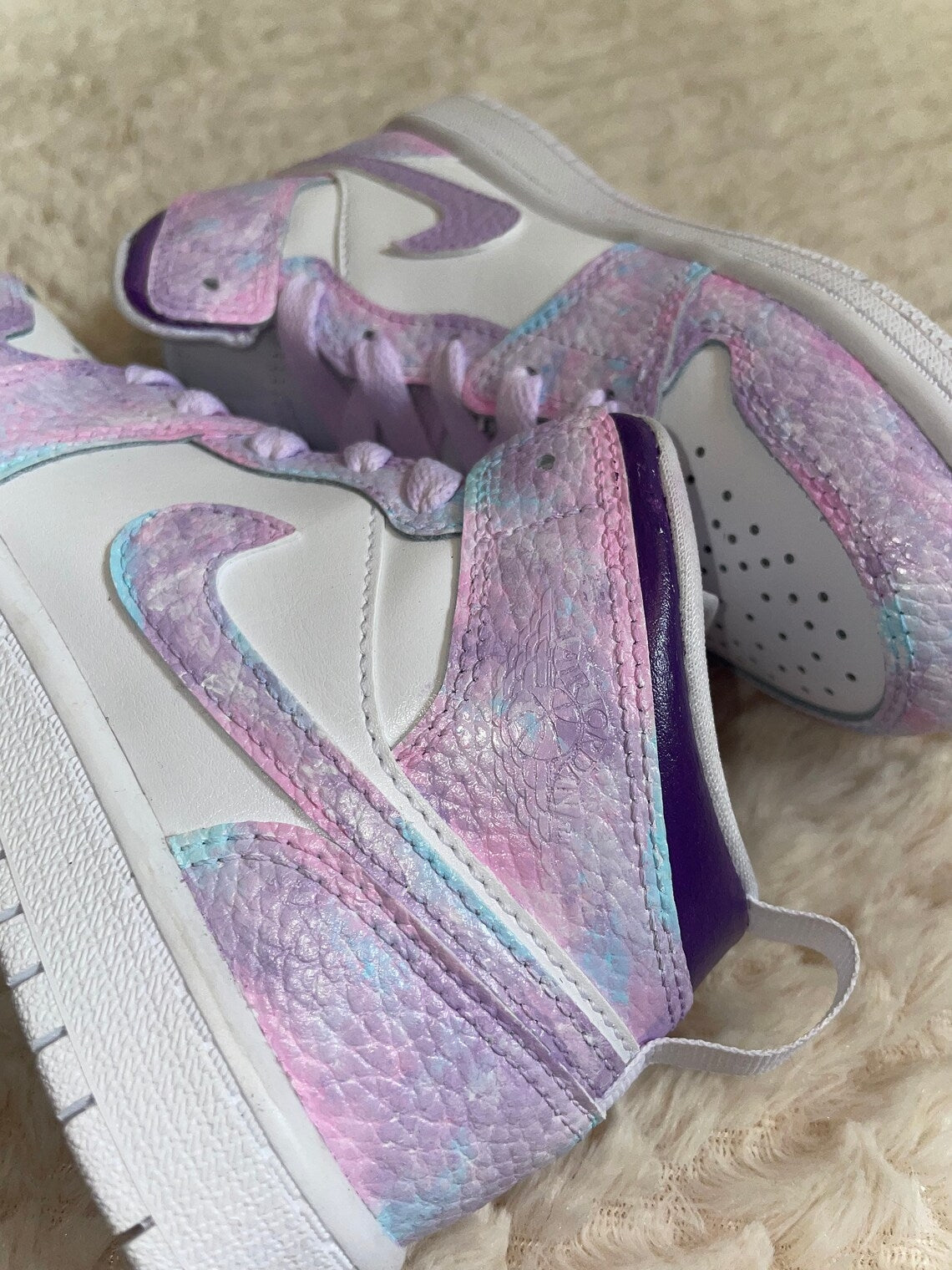 Custom Air Jordan 1 Pink And Lilac Pattern