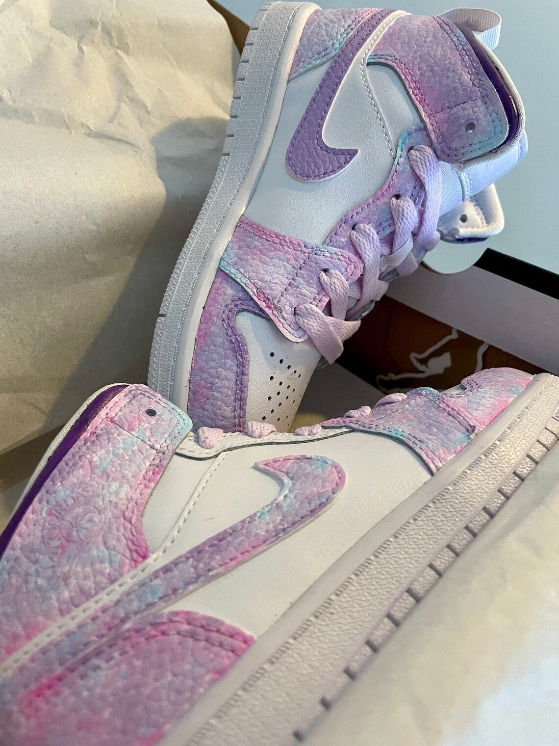 Custom Air Jordan 1 Pink And Lilac Pattern