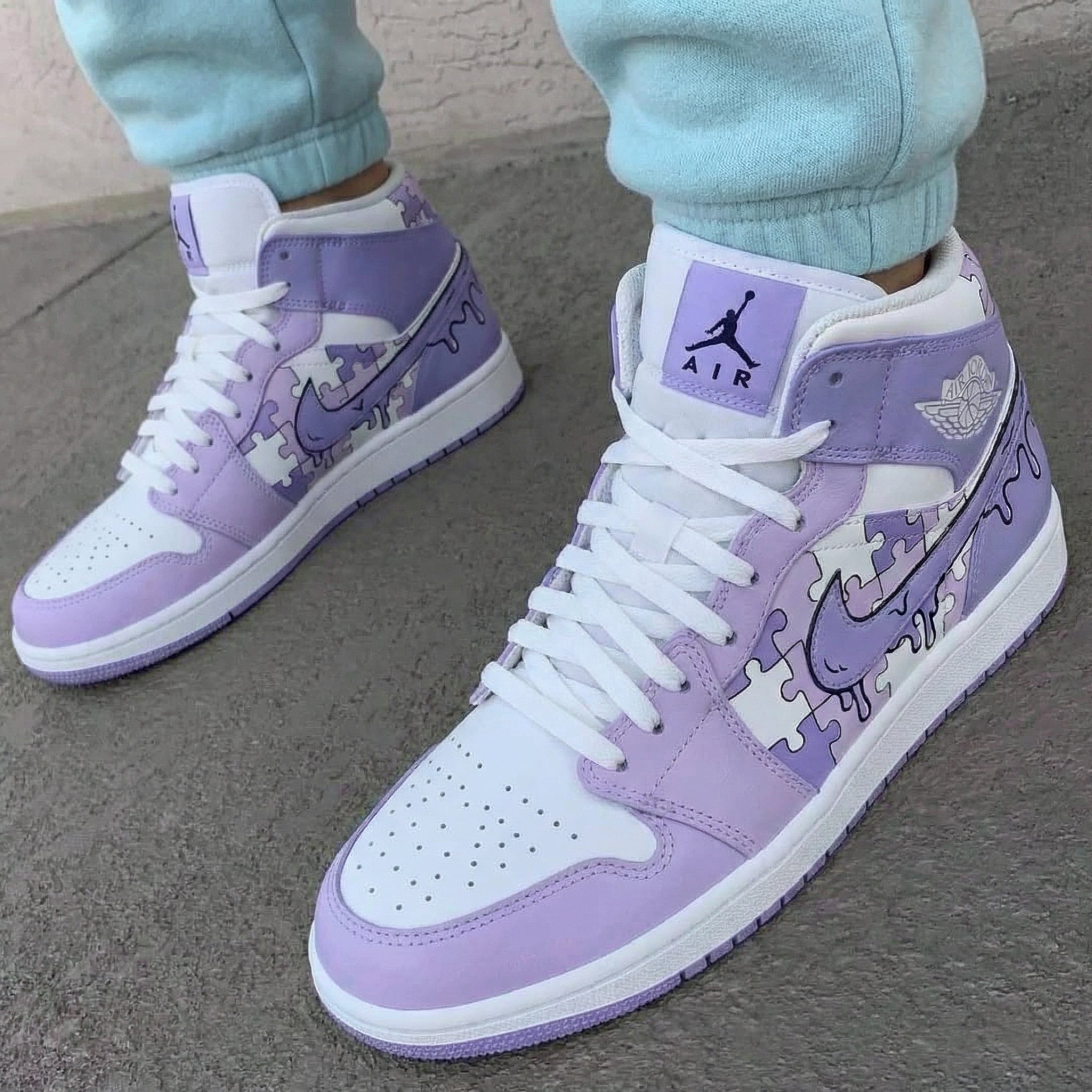 Jordan Pattern Custom Air Jordan 1 Puzzle Pattern White Lilac – Unite Custom