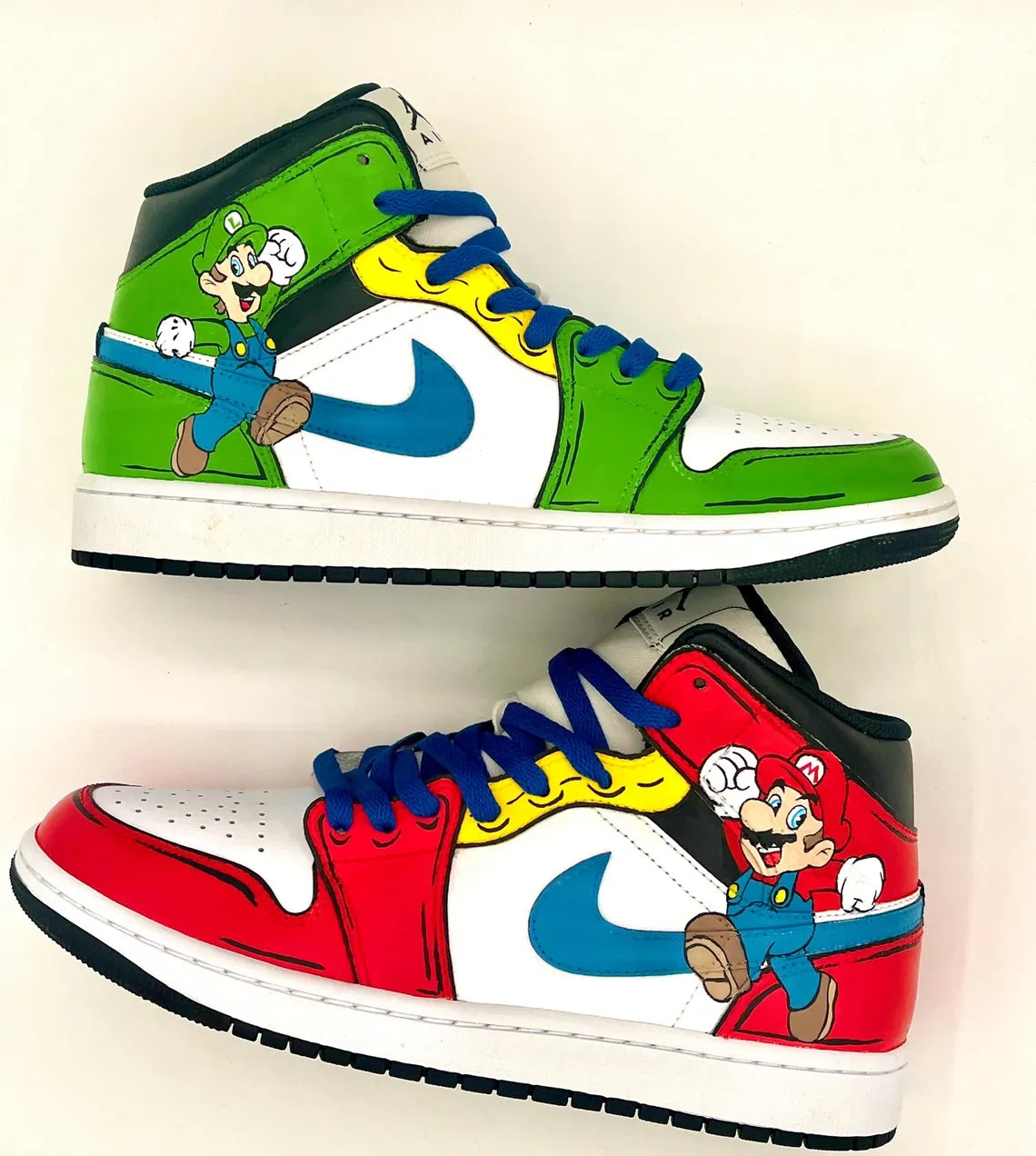 Custom Air Jordan 1 Red Green White With Mario Theme