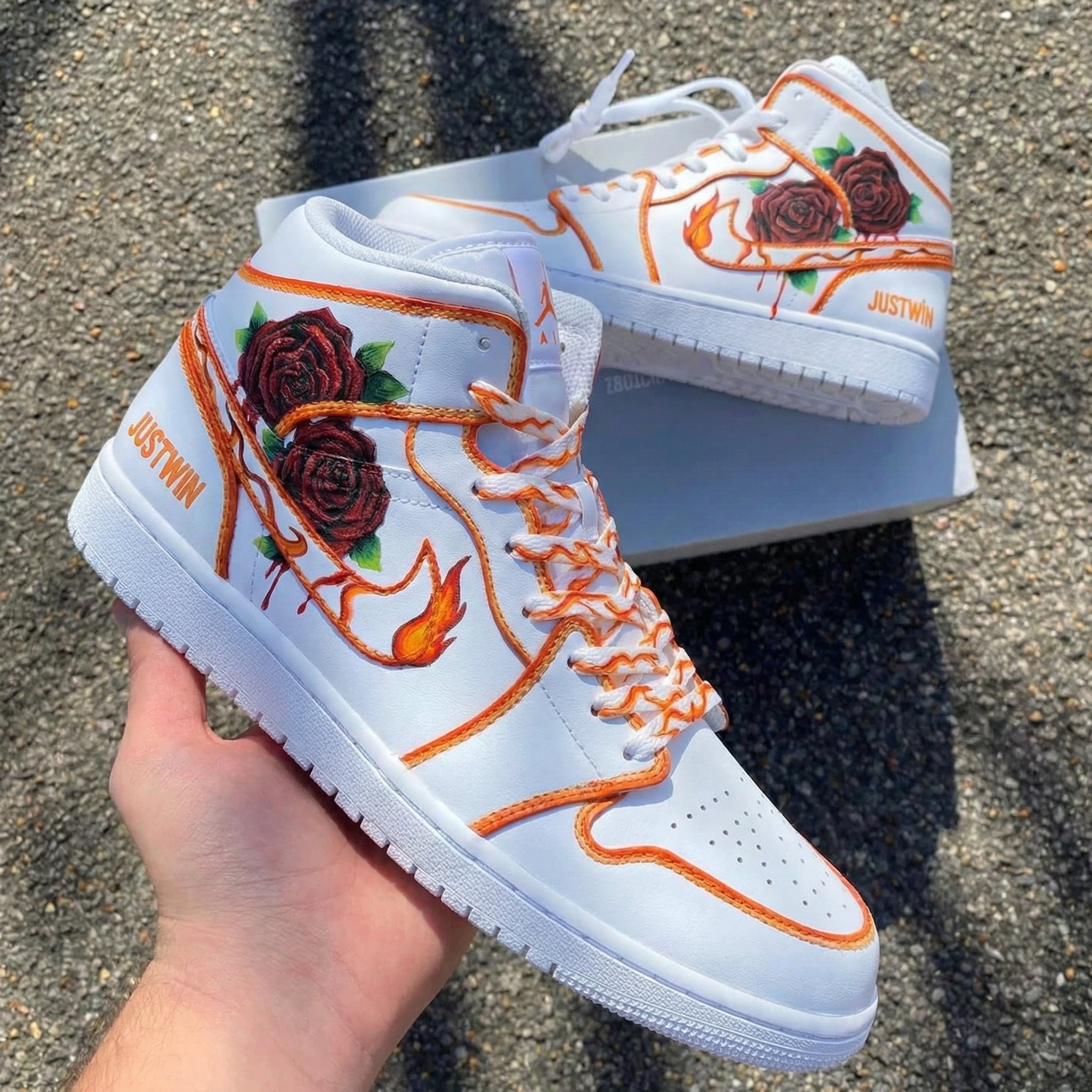 Custom Air Jordan 1 Rose Flame Orange – Unite Custom