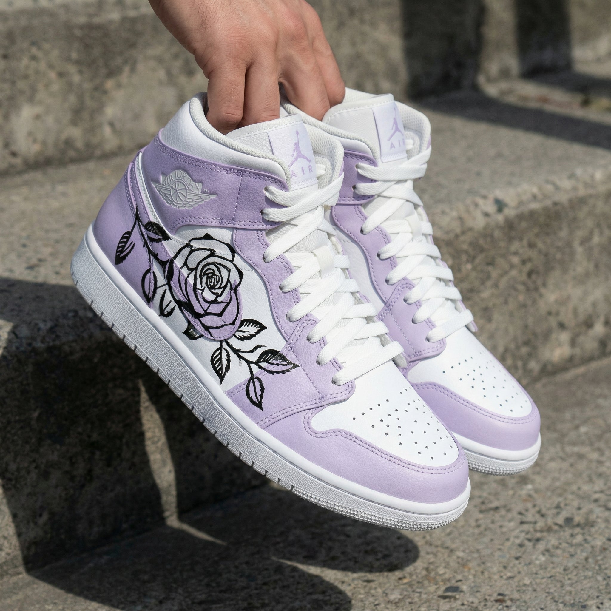Custom Air Jordan 1 Rose Lavender Black – Unite Custom