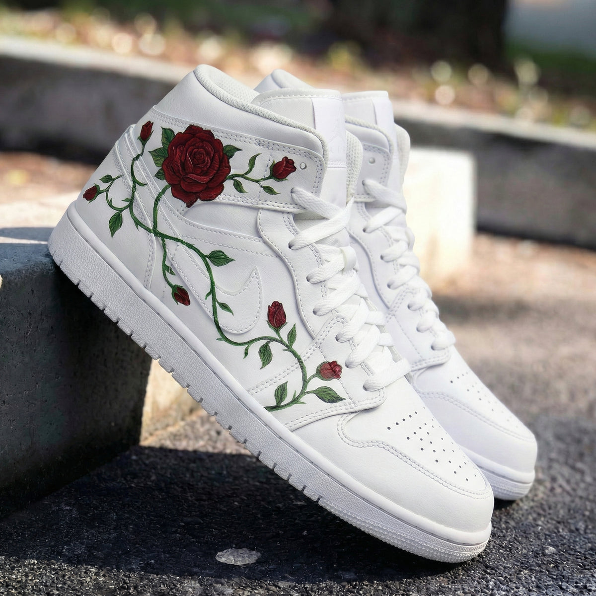 Custom Air Jordan 1 Rose Vine Red Green – Unite Custom