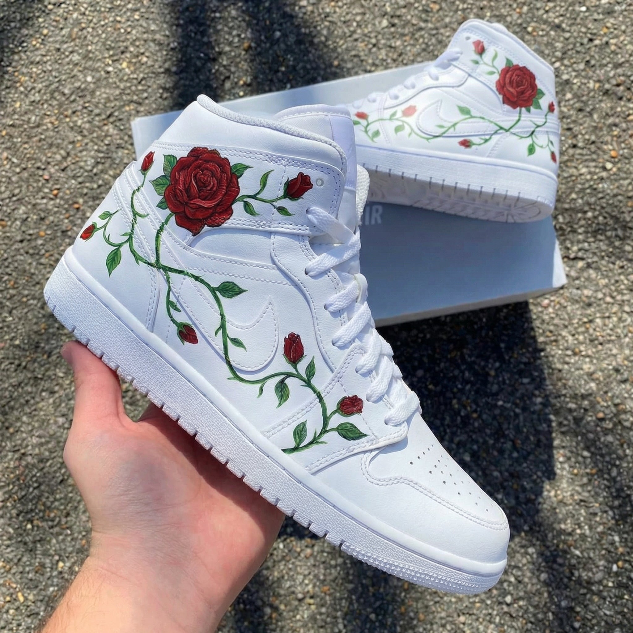 Custom Air Jordan 1 Rose Vine Red Green – Unite Custom