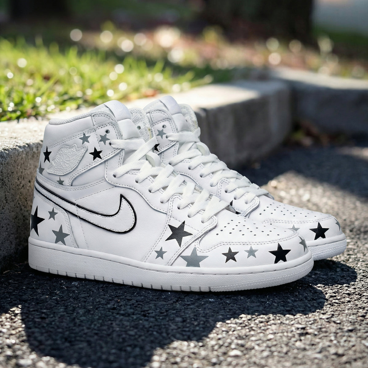 Custom Air Jordan 1 Star Pattern Black Gray – Unite Custom