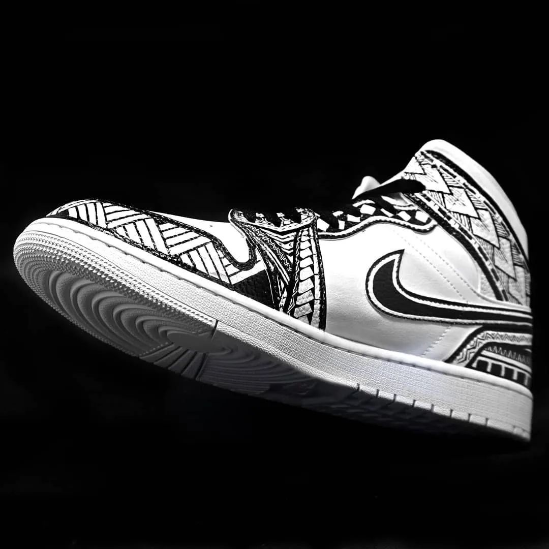 Custom Air Jordan 1 Tribal Pattern Black White – Unite Custom
