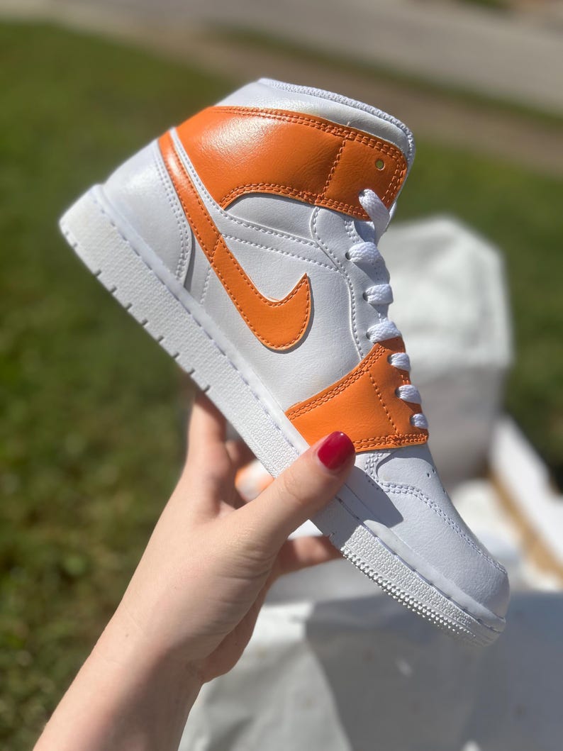 Custom Air Jordan 1 White And Orange Featuring Butterflies