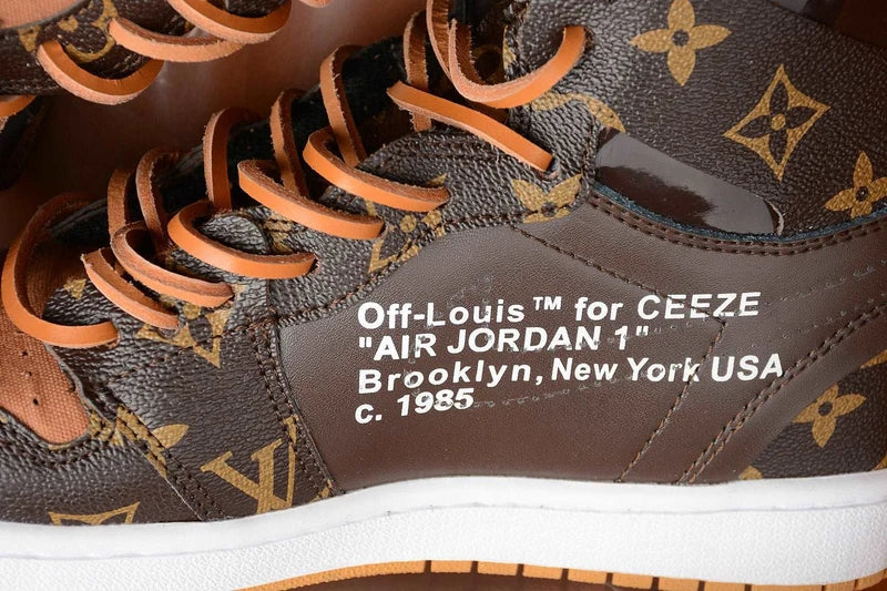 Custom Air Jordan 1 X Travis Scott Brown Orange LV Pattern