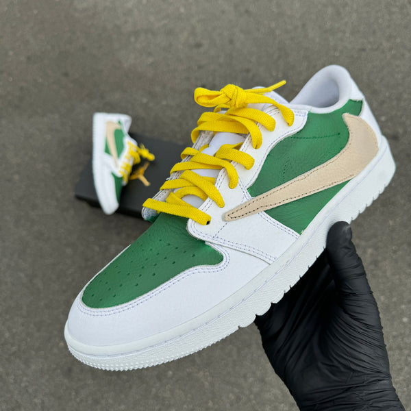 Custom Air Jordan 1 X Travis Scott White Green