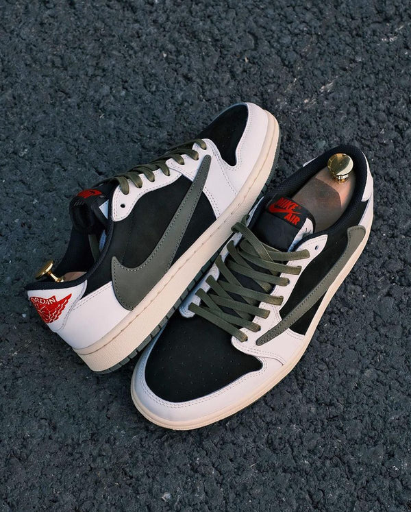 Custom Air Jordans X Travis Scott Black White And Olive Green
