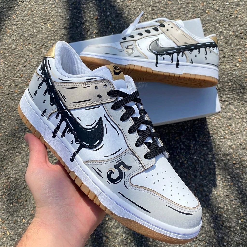 Custom Dunk Comic Drip Grey Beige – Unite Custom