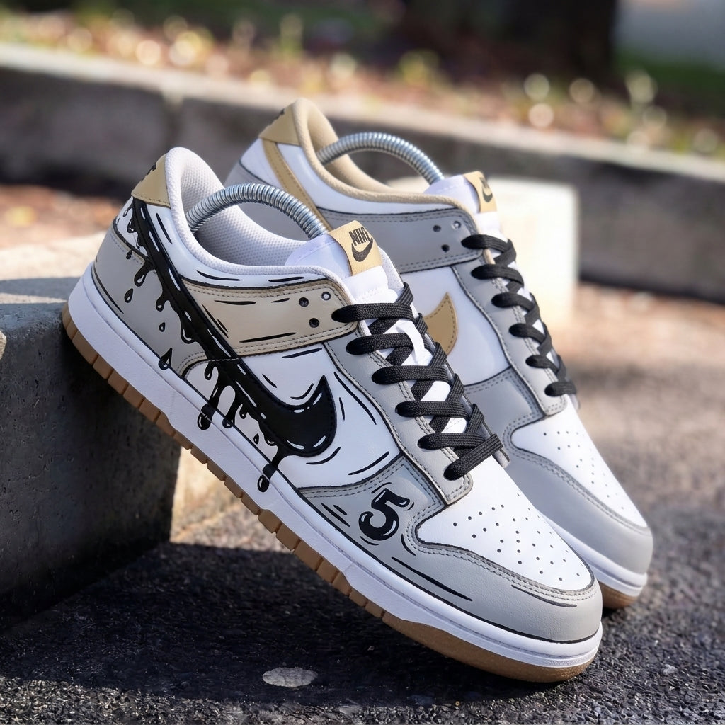 Custom Dunk Comic Drip Grey Beige – Unite Custom