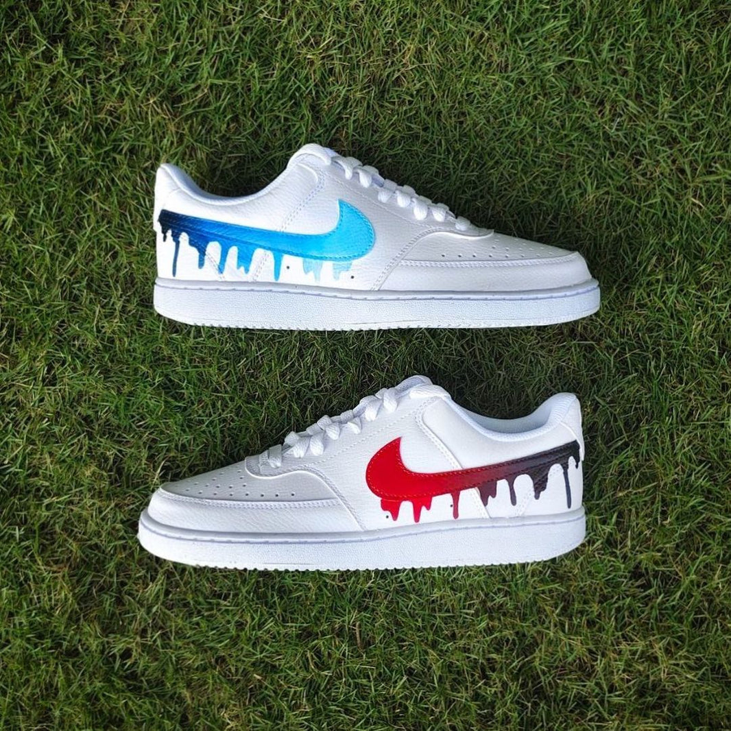 Custom Nike Court Vision White Dripping Pattern