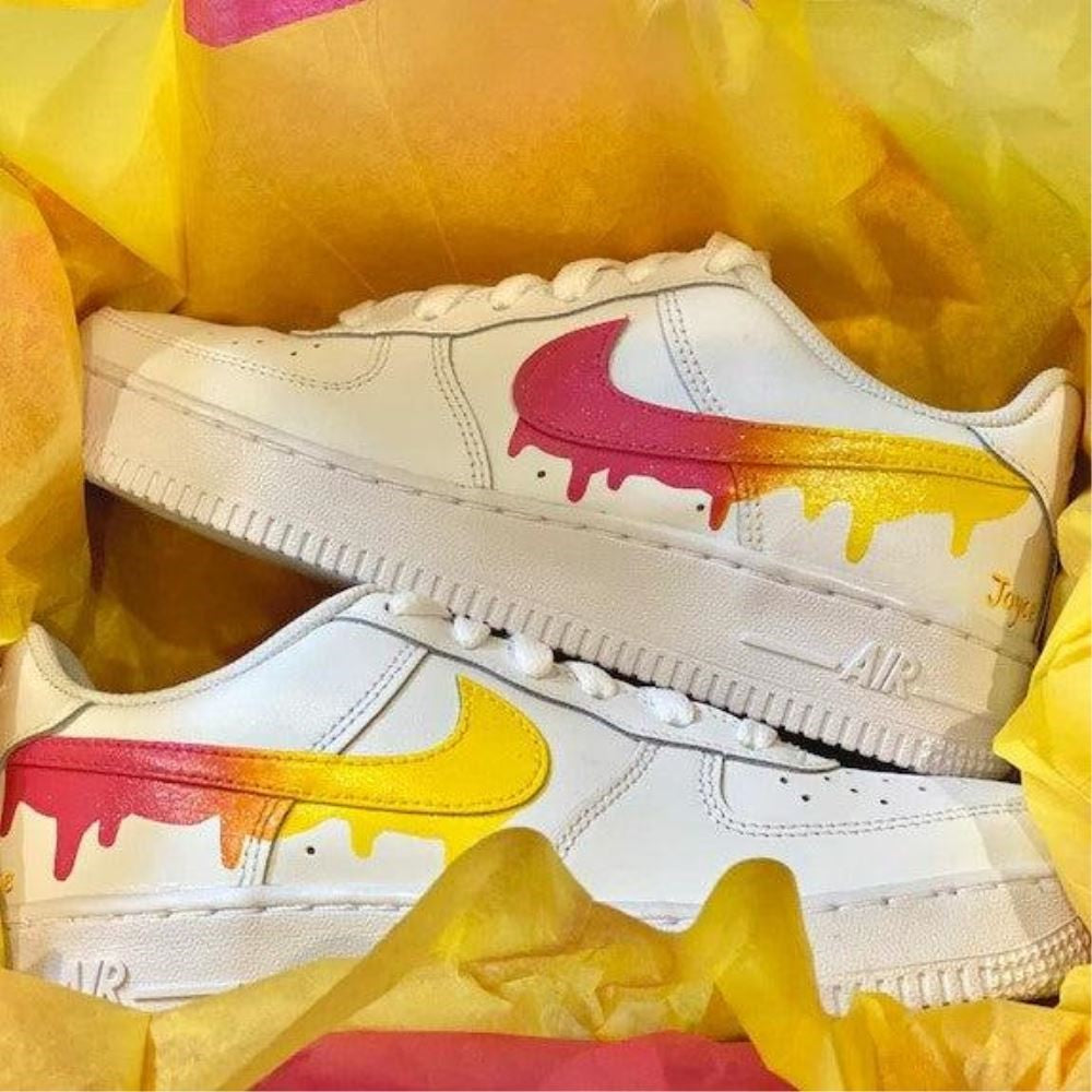 Yellow and Pink Drip  Custom Air Force 1