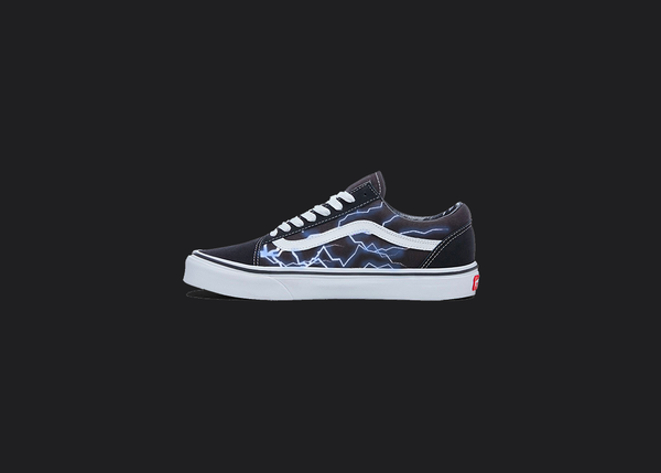 Custom Vans Black Lightning Pattern Sneaker