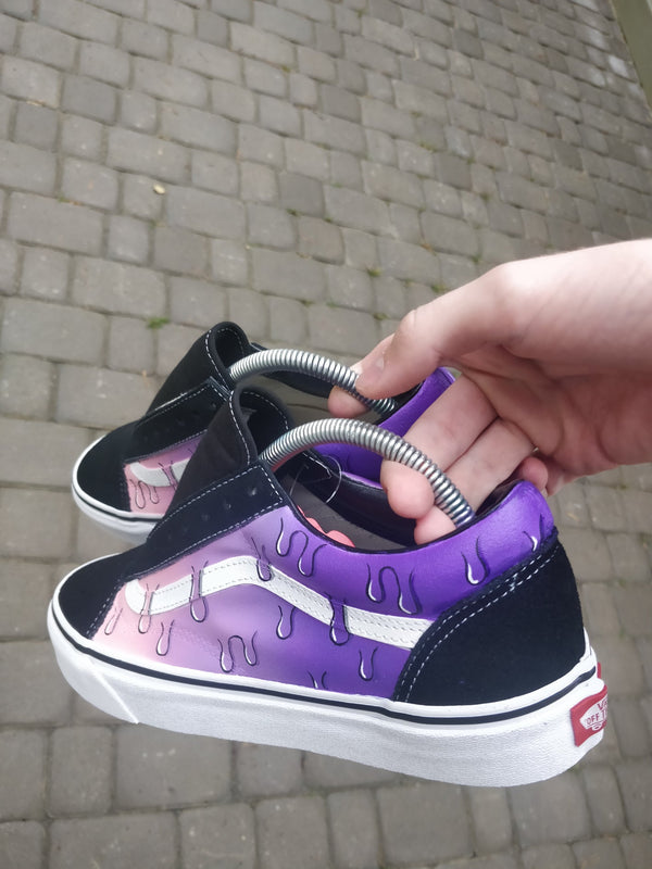 Custom Vans Black Purple Pink Drip Design