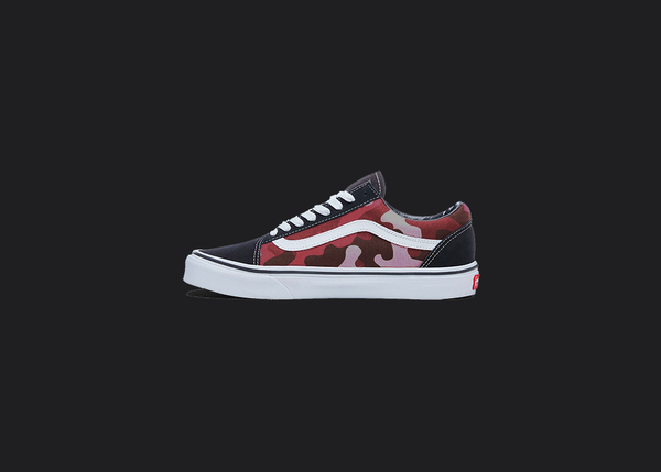 Custom Vans Black Red Camouflage Design
