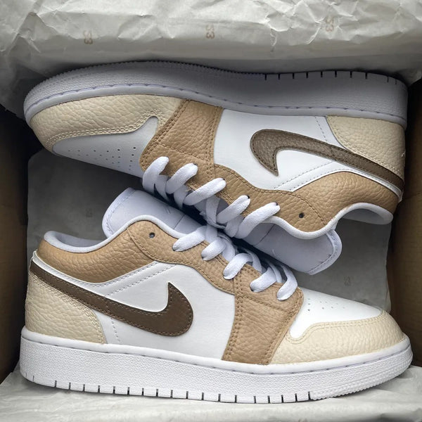 Custom Jordans Dark And Light Brown White